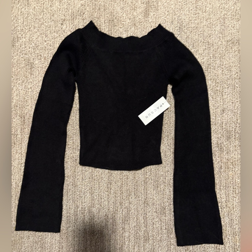 Pacsun black cropped knit long sleeve